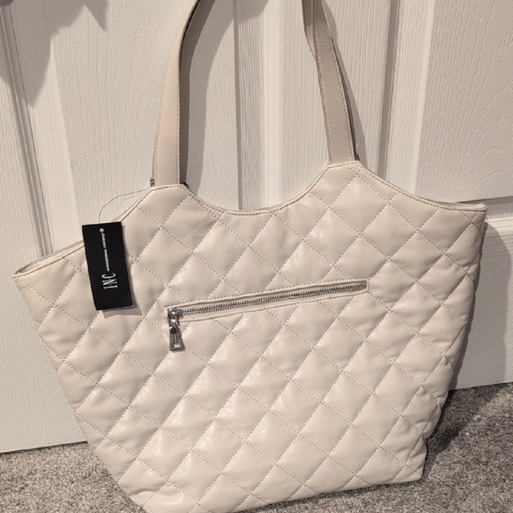 INC International Concepts Cream Quilted Tote